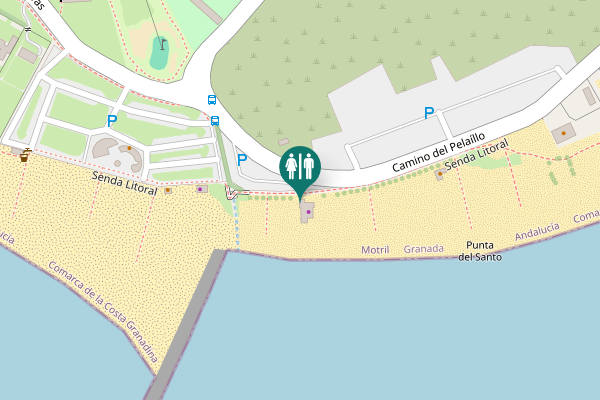 Map showing location of Senda Litoral Toilet