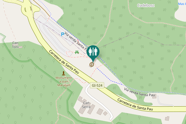 Map showing location of Via verda Santa Pau Toilet