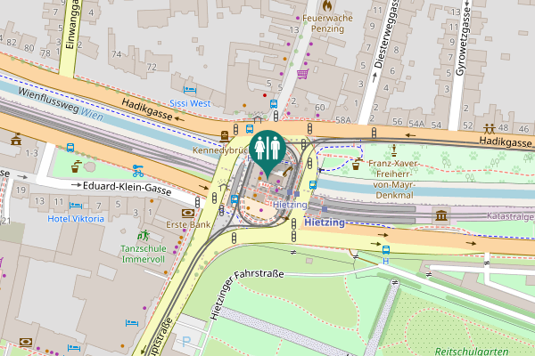 Map showing location of Wienflussweg Toilet