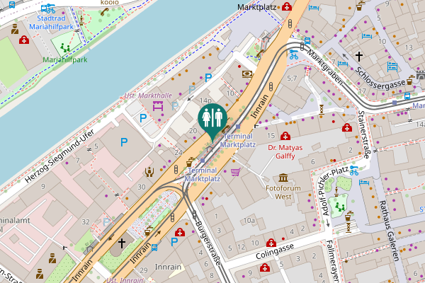 Map showing location of Innrain 18 Toilet