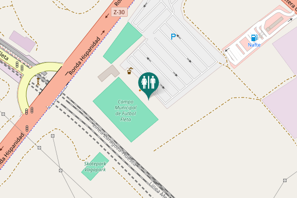 Map showing location of Ronda Hispanidad Toilet
