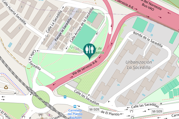 Map showing location of Vía de servicio A-6 Toilet