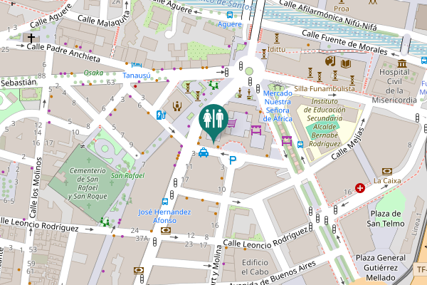 Map showing location of Patio de Poniente Toilet