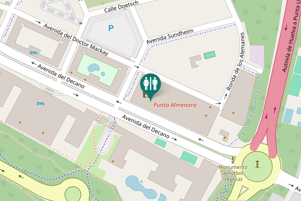 Map showing location of Avenida del Decano Toilet