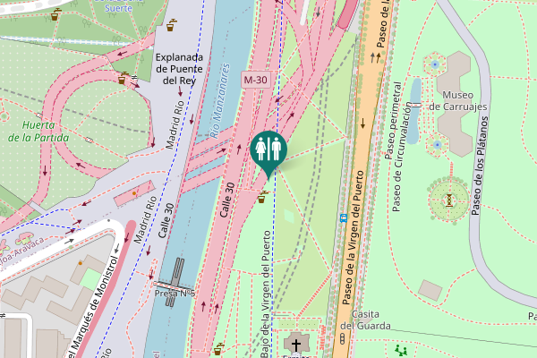 Map showing location of Paseo Bajo de la Virgen del Puerto Toilet
