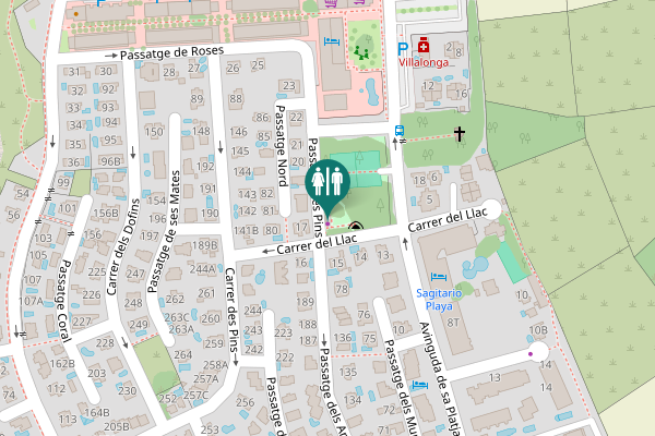 Map showing location of Passatge des Pins Toilet