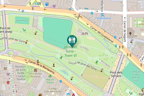 Map showing location of Circuit 5K Jardí del Túria Toilet