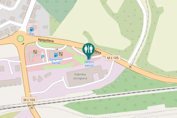 Map showing location of Njegoševa Toilet