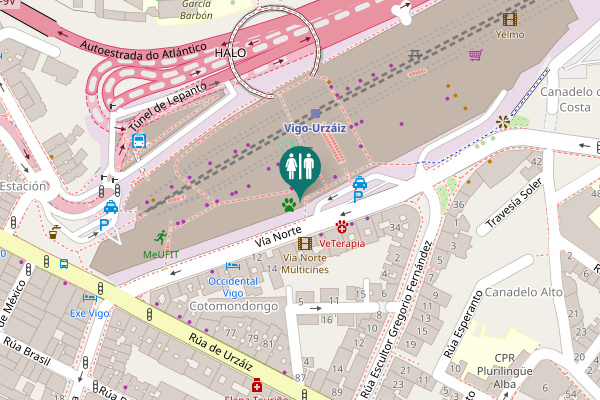 Map showing location of Vía Norte 22 Toilet