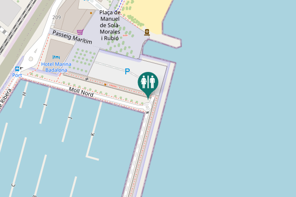 Map showing location of Moll Nord Toilet