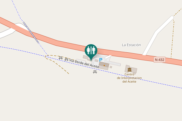 Map showing location of Vía Verde del Aceite Toilet