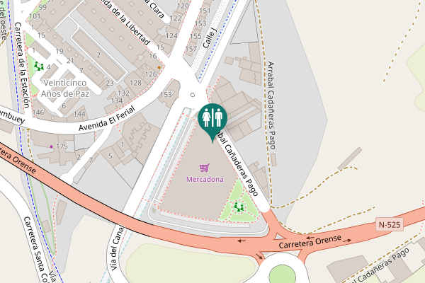 Map showing location of Arrabal Cañaderas Pago Toilet