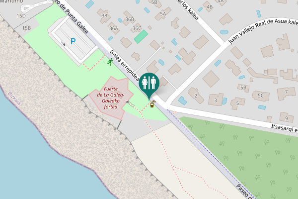 Map showing location of Paseo de Punta Galea Toilet