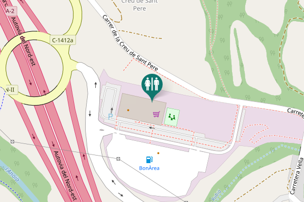 Map showing location of Carrer de la Creu de Sant Pere Toilet