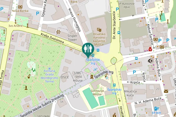 Map showing location of Spanish square 1 Toilet