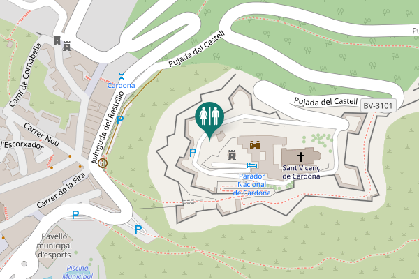 Map showing location of Pujada del Castell Toilet