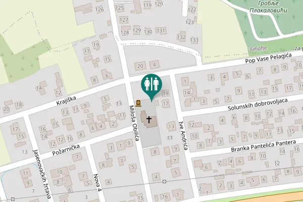 Map showing location of Krajiška 1 Toilet
