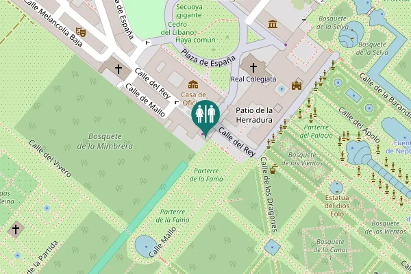 Map showing location of Calle del Rey Toilet