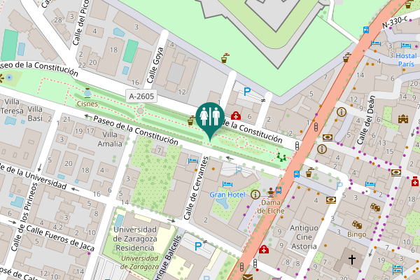 Map showing location of Paseo de la Constitución 1 Toilet