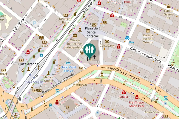 Map showing location of Plaza de Santa Engracia 3 Toilet