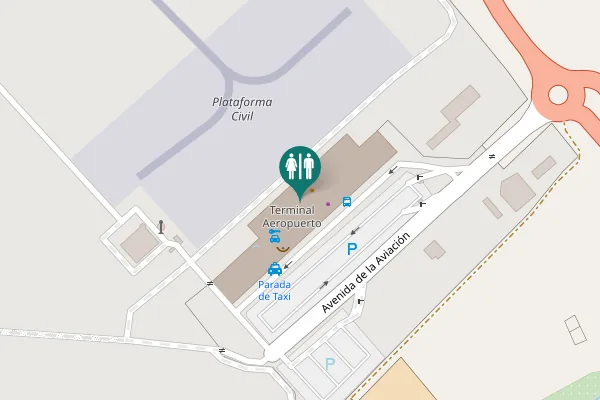 Map showing location of Avenida de la Aviación Toilet