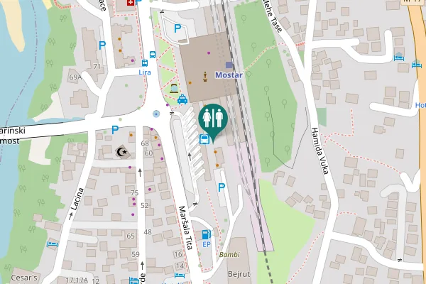 Map showing location of Peron 7 Toilet