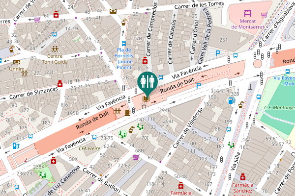 Map showing location of Ronda de Dalt Toilet