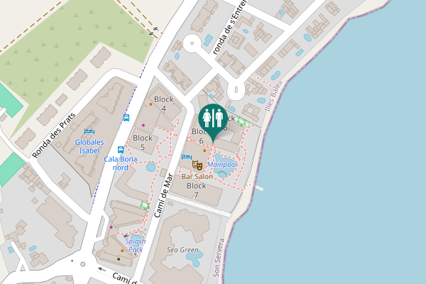 Map showing location of Camí de Mar Toilet