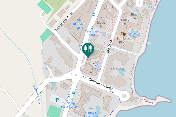 Map showing location of passeig del Pintor Miquel Vives Toilet
