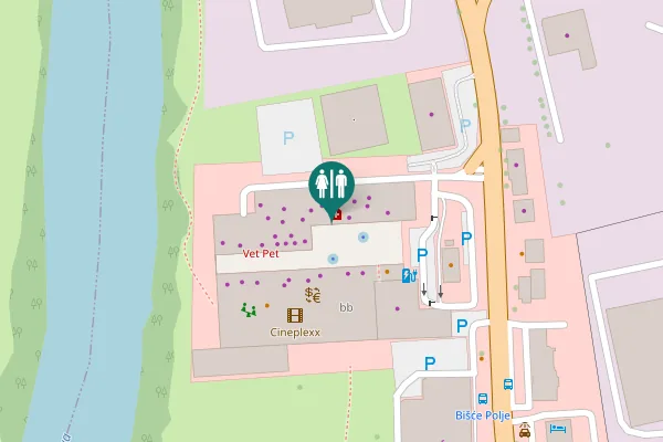 Map showing location of Bišće Polje bb Toilet