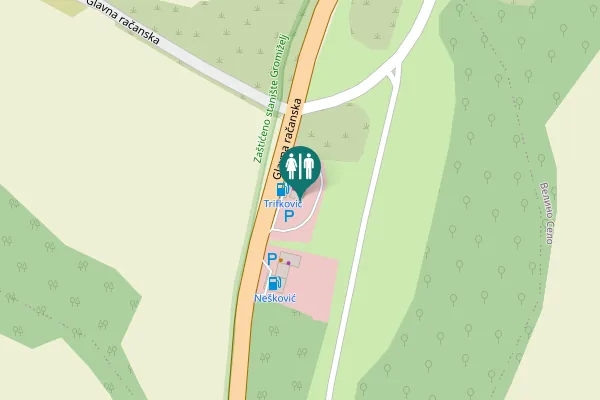 Map showing location of Glavna račanska 111 Toilet