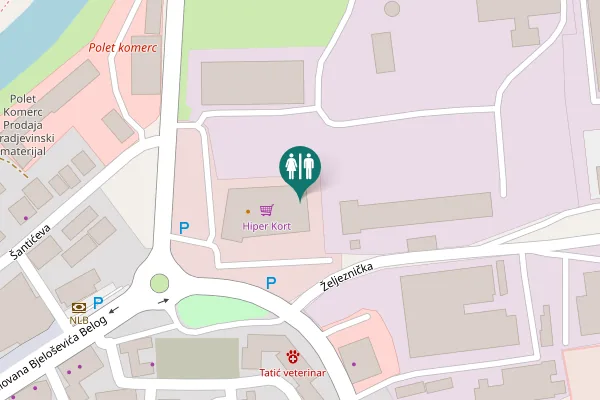 Map showing location of Željeznička Toilet