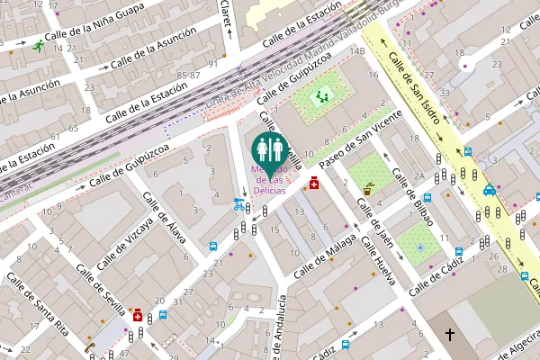 Map showing location of Paseo de San Vicente 4B Toilet
