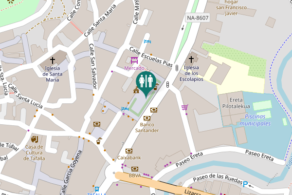 Map showing location of Plaza Francisco de Navarra Toilet