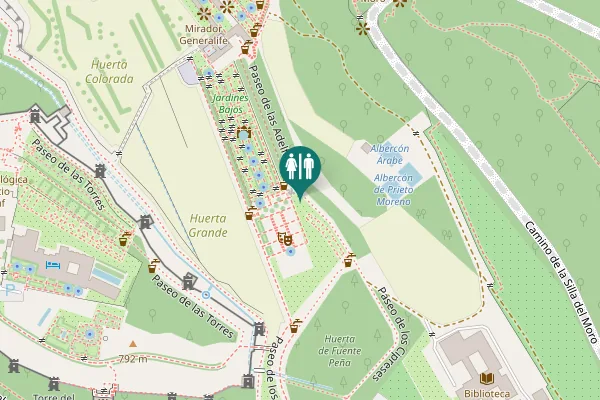 Map showing location of Paseo de los Cipreses Toilet