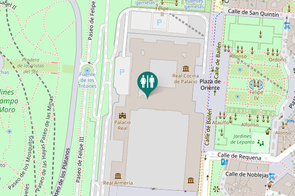 Map showing location of Plaza de Oriente Toilet