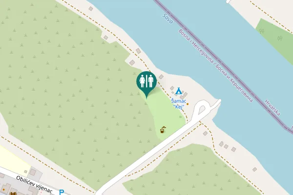 Map showing location of Šamac Toilet
