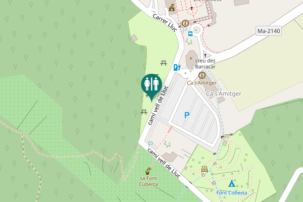 Map showing location of camí vell de Lluc Toilet