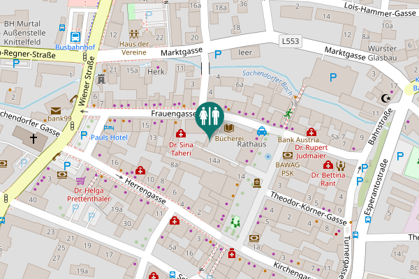 Map showing location of Hauptplatz 14d Toilet