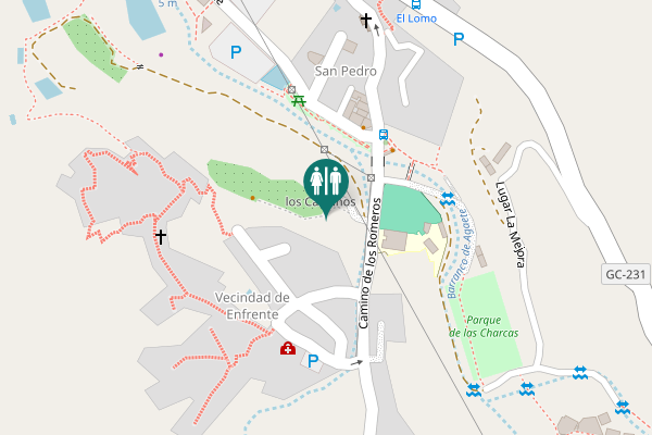 Map showing location of Camino de los Romeros Toilet