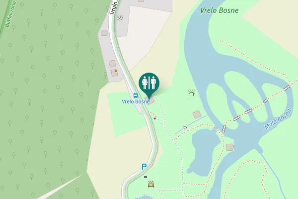 Map showing location of Vrelo bosne Toilet