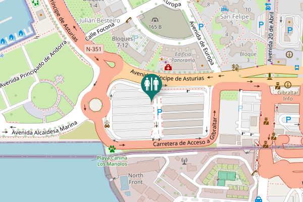 Map showing location of Avenida Príncipe de Asturias Toilet