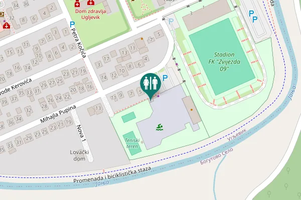 Map showing location of Mihajla Pupina 5 Toilet
