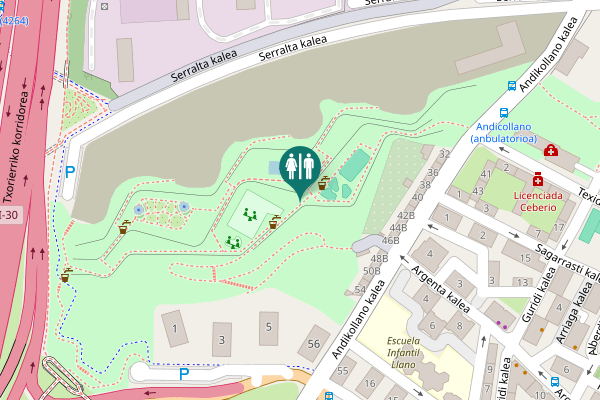 Map showing location of Estrada de Azula Toilet