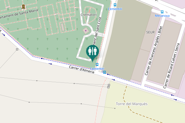 Map showing location of Departament del Sant Crist Toilet