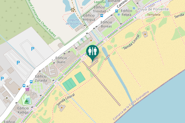 Map showing location of Senda Litoral Toilet