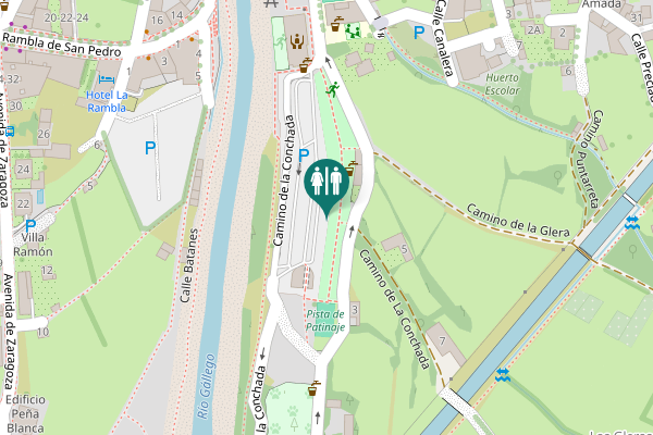Map showing location of Camino Santa Bárbara Toilet