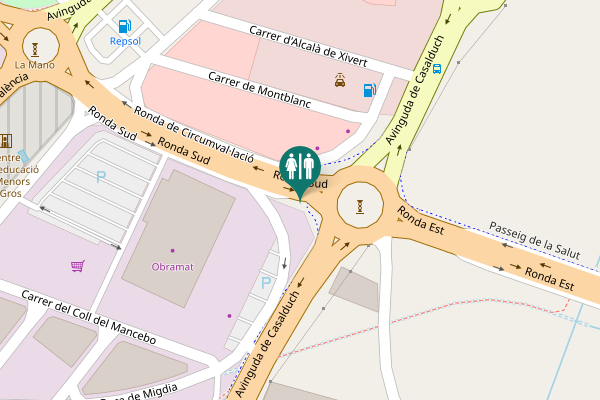 Map showing location of Ronda Sud Toilet
