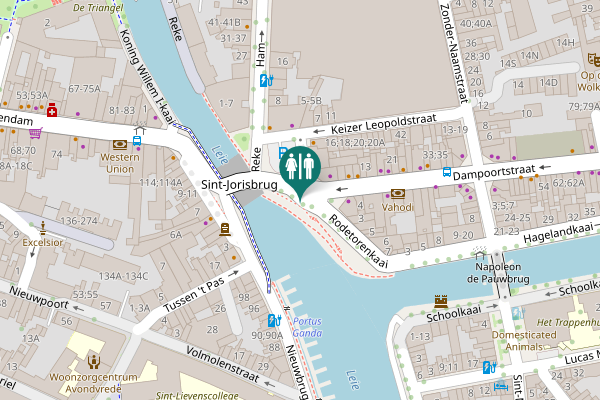 Map showing location of Rodetorenkaai Toilet