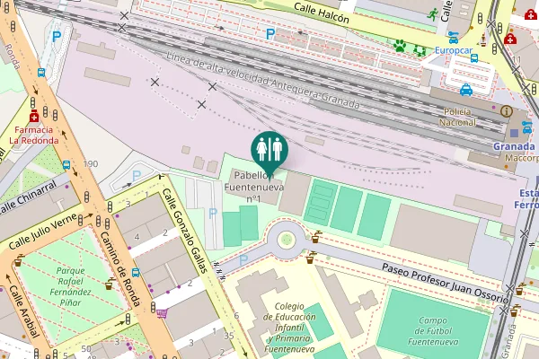 Map showing location of Paseo Profesor Juan Ossorio Toilet